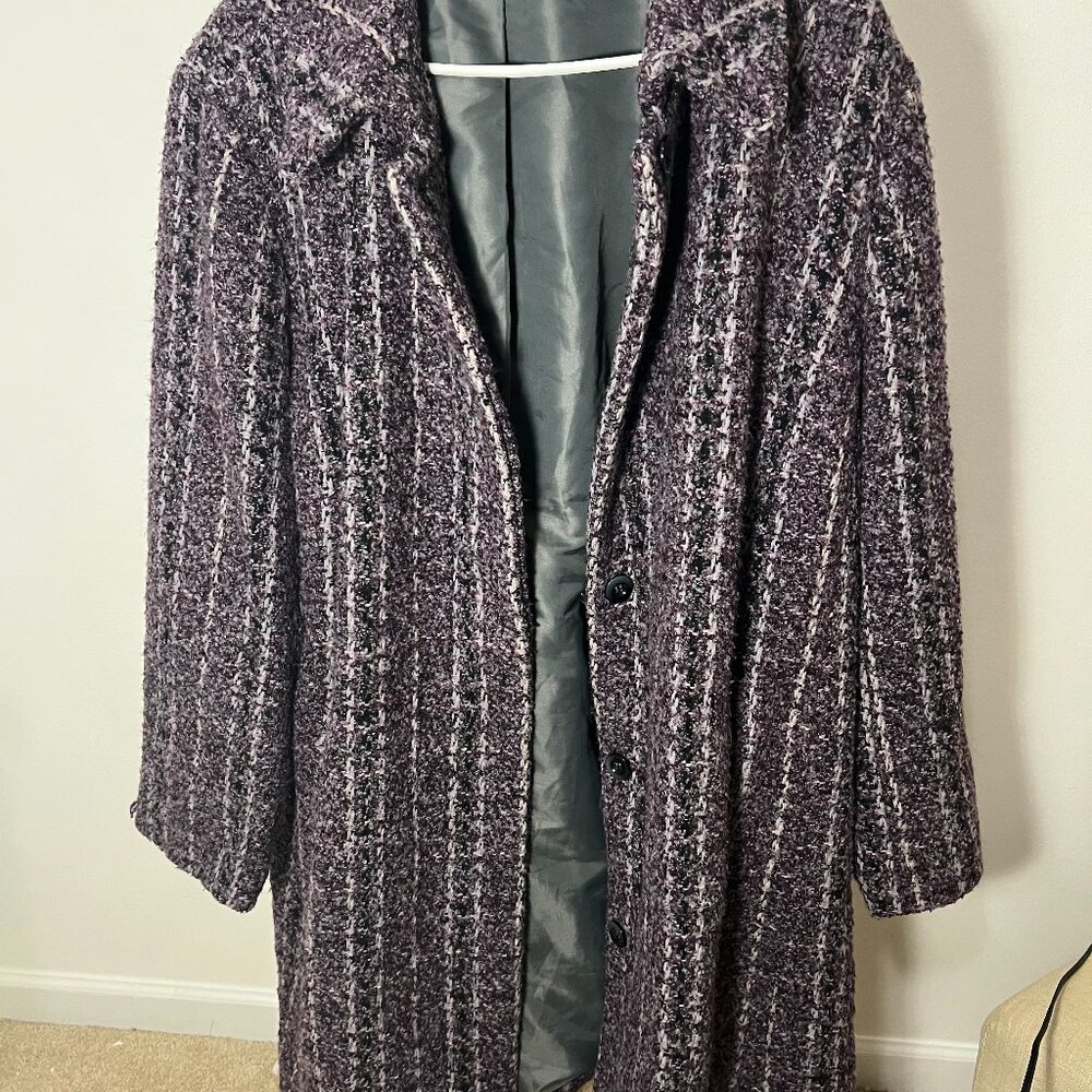 Harvé Benard by Benard Holtzman 24W Purple Wool Blend Button Front Coat